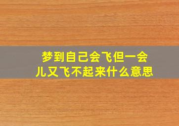 梦到自己会飞但一会儿又飞不起来什么意思