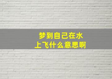 梦到自己在水上飞什么意思啊