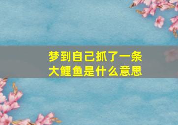 梦到自己抓了一条大鲤鱼是什么意思