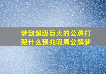 梦到超级巨大的公鸡打架什么预兆呢周公解梦