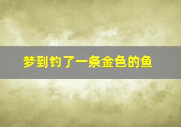 梦到钓了一条金色的鱼