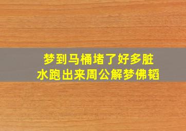 梦到马桶堵了好多脏水跑出来周公解梦佛韬