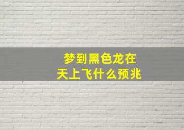 梦到黑色龙在天上飞什么预兆