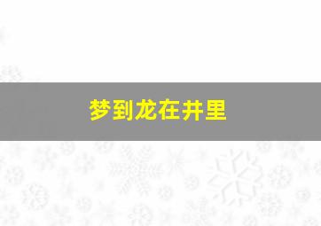 梦到龙在井里