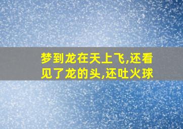 梦到龙在天上飞,还看见了龙的头,还吐火球