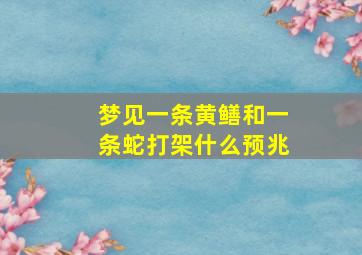 梦见一条黄鳝和一条蛇打架什么预兆