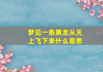 梦见一条黑龙从天上飞下来什么意思