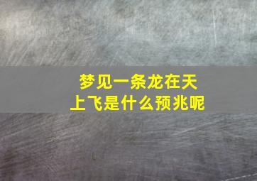 梦见一条龙在天上飞是什么预兆呢