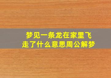 梦见一条龙在家里飞走了什么意思周公解梦