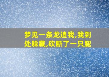 梦见一条龙追我,我到处躲藏,砍断了一只腿