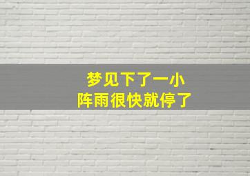 梦见下了一小阵雨很快就停了