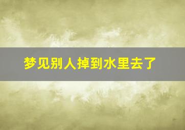 梦见别人掉到水里去了