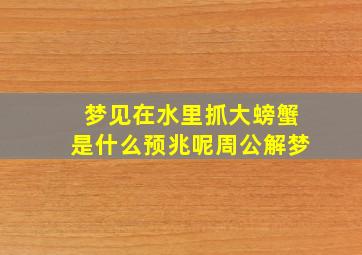 梦见在水里抓大螃蟹是什么预兆呢周公解梦