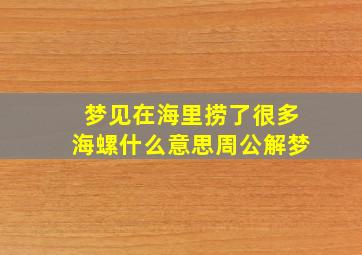 梦见在海里捞了很多海螺什么意思周公解梦