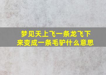 梦见天上飞一条龙飞下来变成一条毛驴什么意思