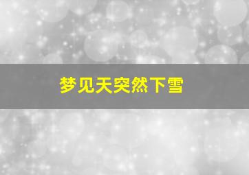 梦见天突然下雪