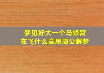 梦见好大一个马蜂窝在飞什么意思周公解梦