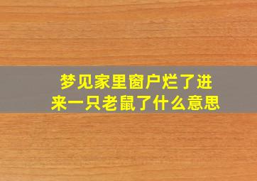 梦见家里窗户烂了进来一只老鼠了什么意思