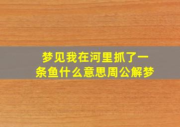 梦见我在河里抓了一条鱼什么意思周公解梦