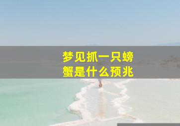 梦见抓一只螃蟹是什么预兆