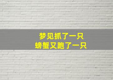 梦见抓了一只螃蟹又跑了一只