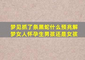 梦见抓了条黑蛇什么预兆解梦女人怀孕生男孩还是女孩