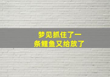 梦见抓住了一条鲤鱼又给放了