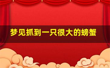 梦见抓到一只很大的螃蟹