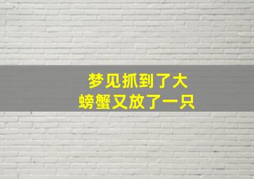 梦见抓到了大螃蟹又放了一只