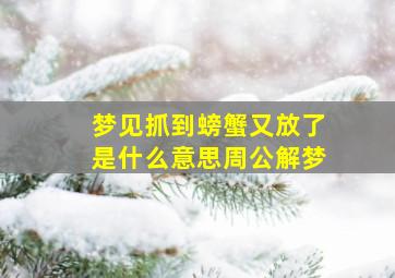 梦见抓到螃蟹又放了是什么意思周公解梦