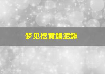 梦见挖黄鳝泥鳅