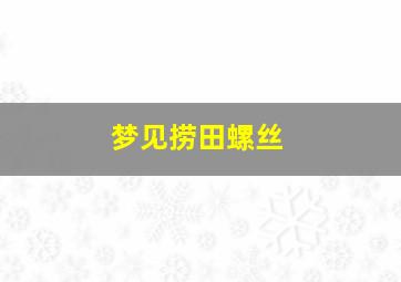 梦见捞田螺丝