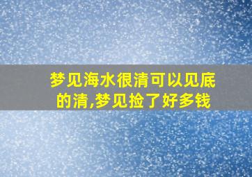 梦见海水很清可以见底的清,梦见捡了好多钱