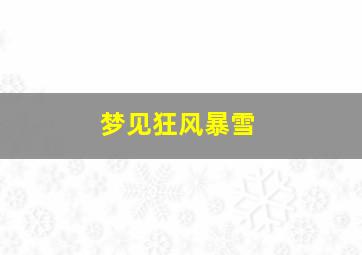 梦见狂风暴雪