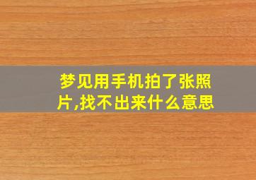 梦见用手机拍了张照片,找不出来什么意思