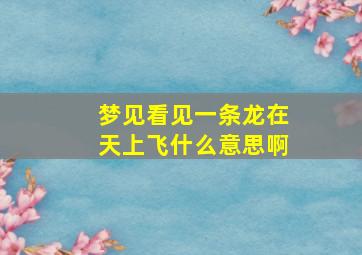 梦见看见一条龙在天上飞什么意思啊