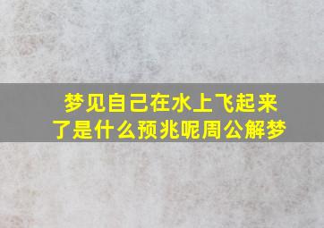 梦见自己在水上飞起来了是什么预兆呢周公解梦