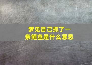 梦见自己抓了一条鲤鱼是什么意思