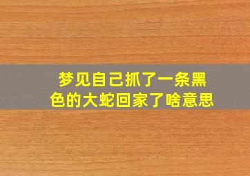 梦见自己抓了一条黑色的大蛇回家了啥意思