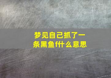 梦见自己抓了一条黑鱼f什么意思