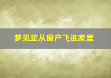 梦见蛇从窗户飞进家里