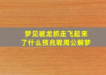 梦见被龙抓走飞起来了什么预兆呢周公解梦