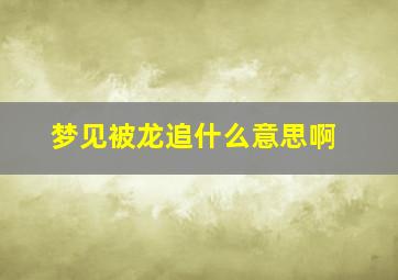 梦见被龙追什么意思啊