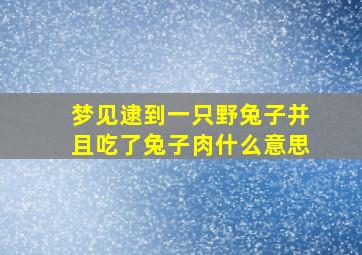 梦见逮到一只野兔子并且吃了兔子肉什么意思