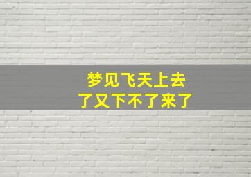 梦见飞天上去了又下不了来了