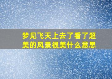 梦见飞天上去了看了超美的风景很美什么意思