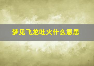 梦见飞龙吐火什么意思