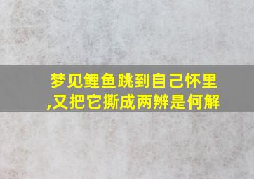 梦见鲤鱼跳到自己怀里,又把它撕成两辨是何解