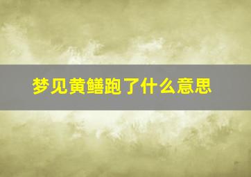 梦见黄鳝跑了什么意思