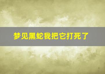 梦见黑蛇我把它打死了